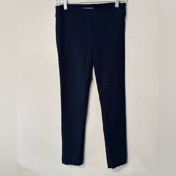 Erica Taylor Pants Skinny Jacquard Navy Black Stretch SZ MEDIUM - Picture 5 of 16